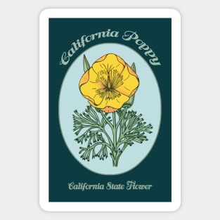California Golden Poppy retro - vintage design Sticker